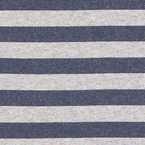 Jersey Glitzer Querstreifen – hellgrau/marineblau, 