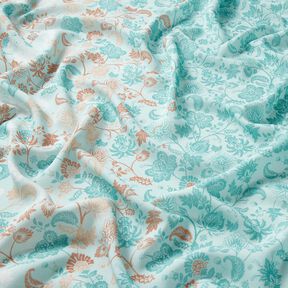 Viskose Voile Paisley Blumen Borderdesign – blau, 
