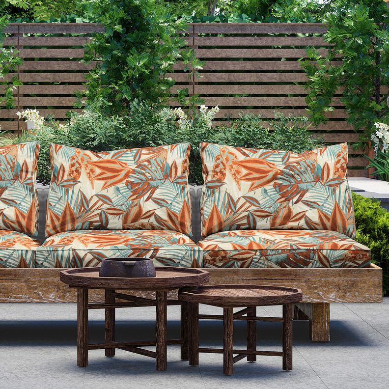 Outdoorstoff Canvas große Blätter – natur/terracotta,  image number 5