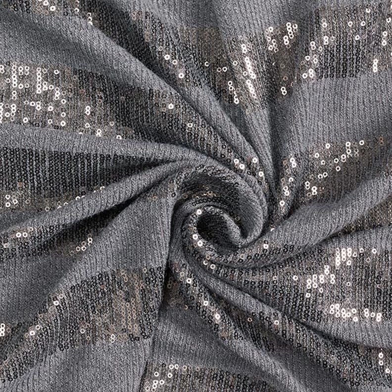 Strickstoff Glitzerpailletten Querstreifen – grau,  image number 3