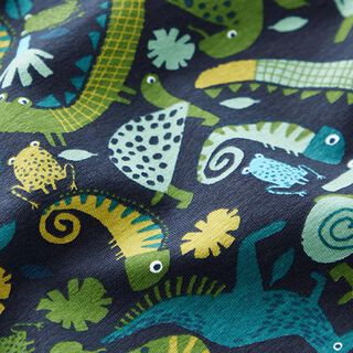 Baumwolljersey australischer Dschungel – marineblau, 