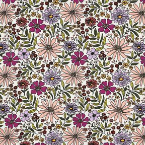 Baumwolljersey Blumenmeer | Poppy Fabrics – wollweiss/flieder, 