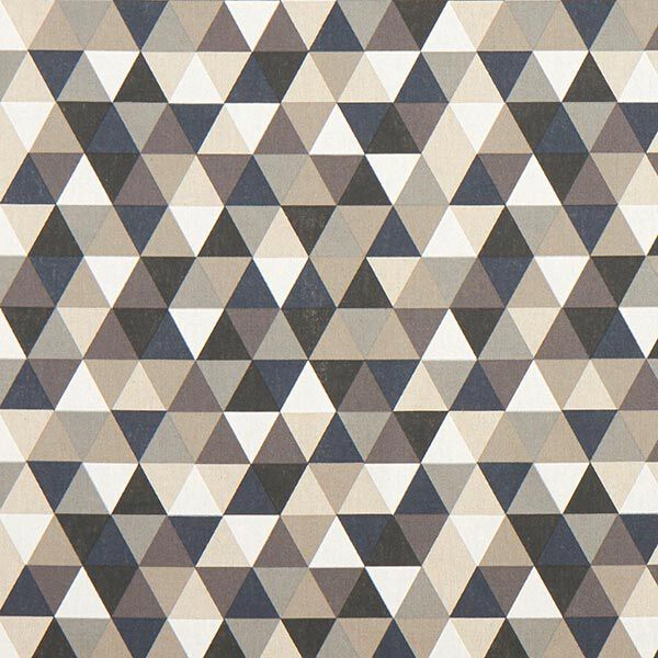Dekostoff Halbpanama Dreiecke – beige/grau | Reststück 50cm
