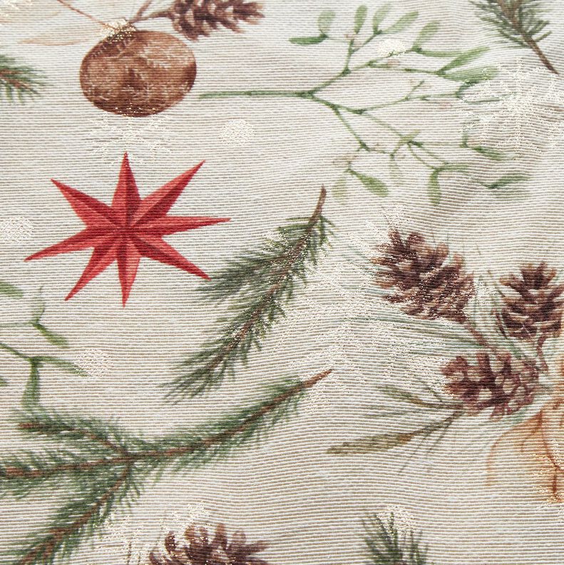 Dekostoff Jacquard Lurex Tannenzweige – natur/gold, image number 5