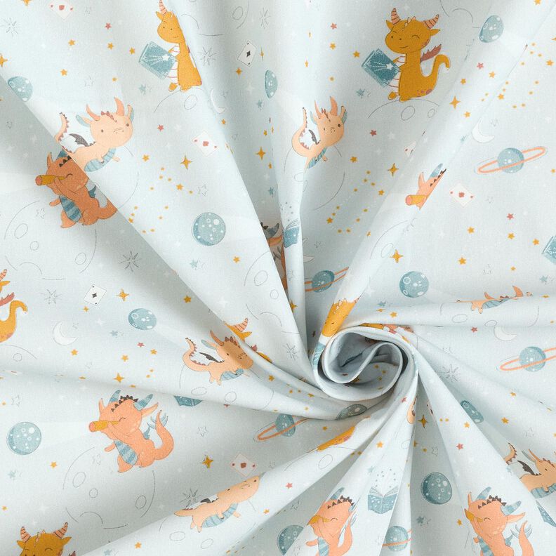 Baumwollpopeline Drachen im Weltall – babyblau,  image number 3