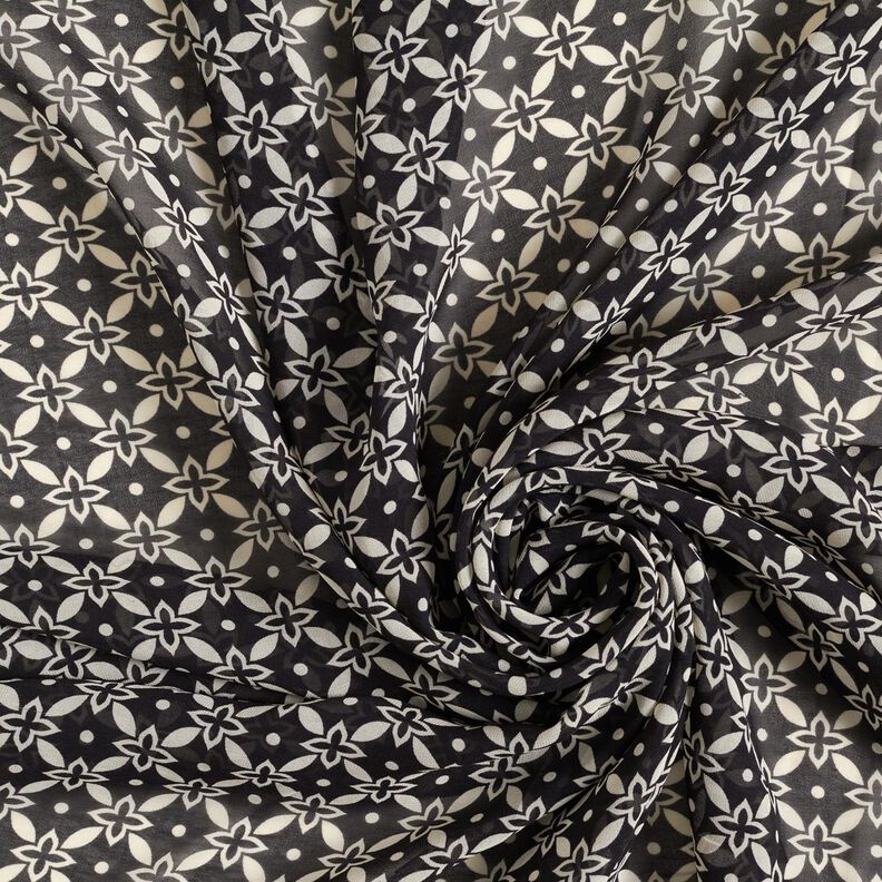 Chiffon Blumenornamente – schwarz/weiss,  image number 3