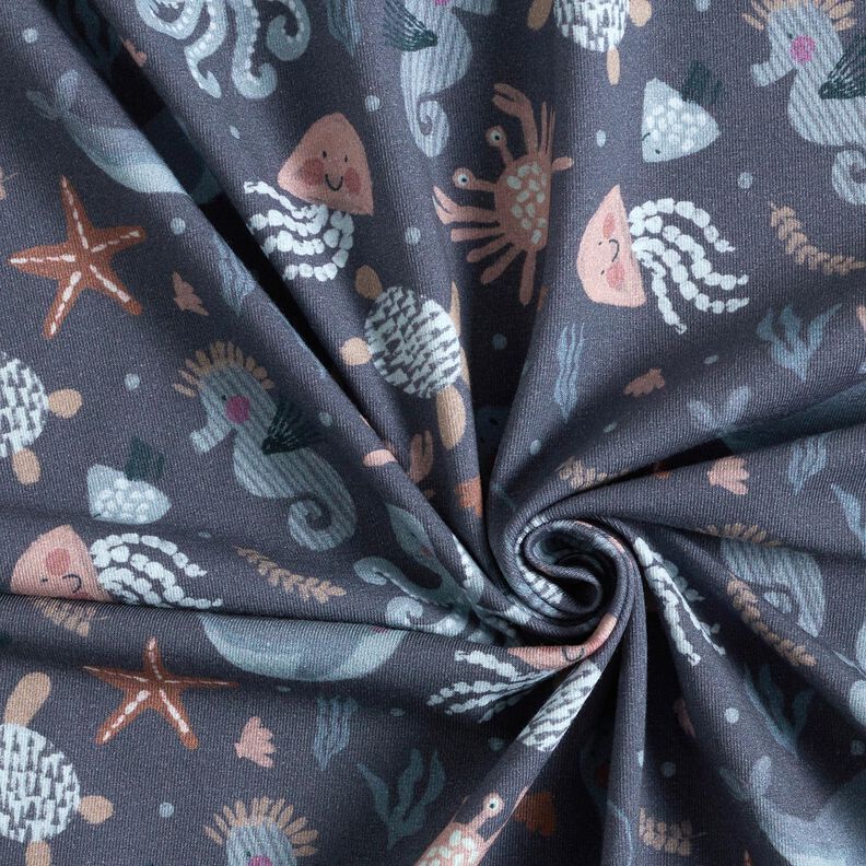 Baumwolljersey süße Meerestiere Digitaldruck | Poppy Fabrics – nachtblau,  image number 3