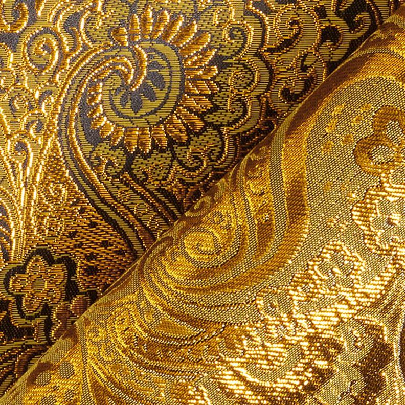 Bekleidungsjacquard Metallic Paisley – gold/schwarz,  image number 4