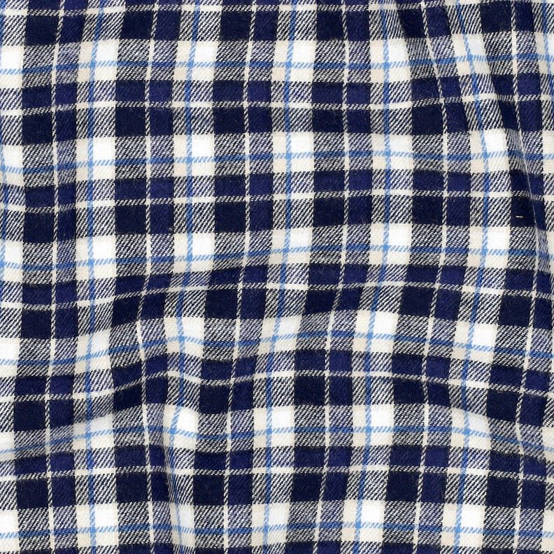 Baumwollflanell kleines Karo – marineblau/wollweiss, image number 2