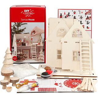 DIY-Set Weihnachtliches Puppenhaus aus Holz, 