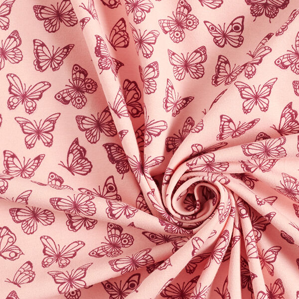 Baumwolljersey Schmetterlinge – rosa | Reststück 50cm
