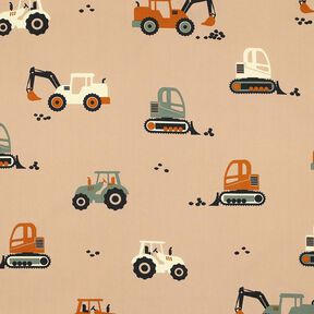 Baumwollpopeline Bagger und Trecker | Poppy Fabrics – beige, 