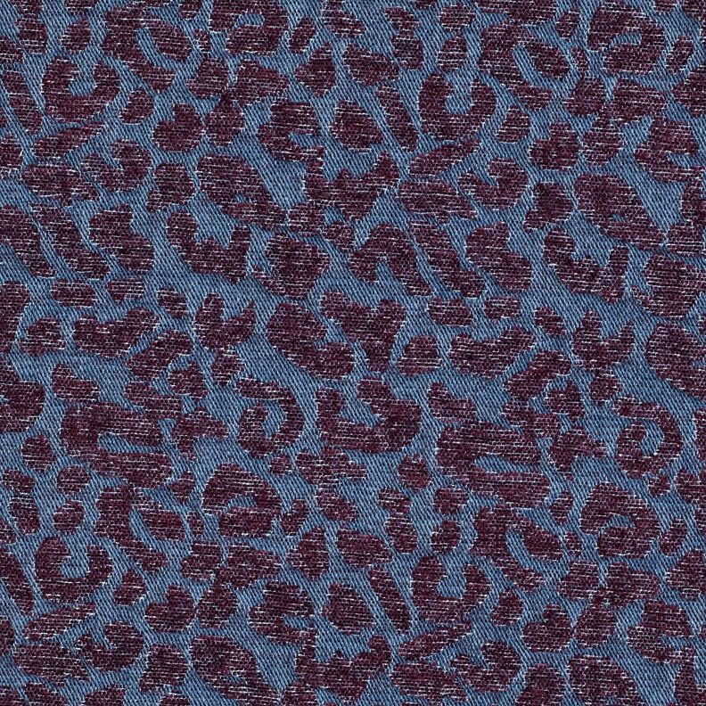 Hosenstoff Denim-Optik Leoprint – aubergine/jeansblau,  image number 1