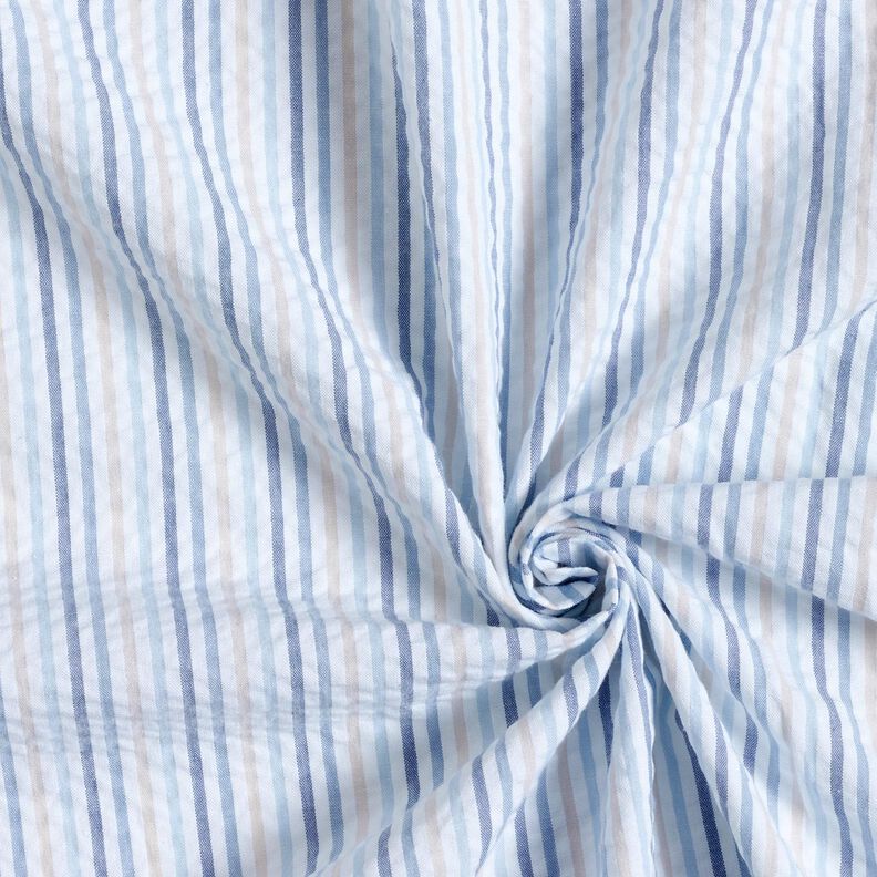 Seersucker Baumwolle Streifen-Mix – blau/weiss,  image number 3