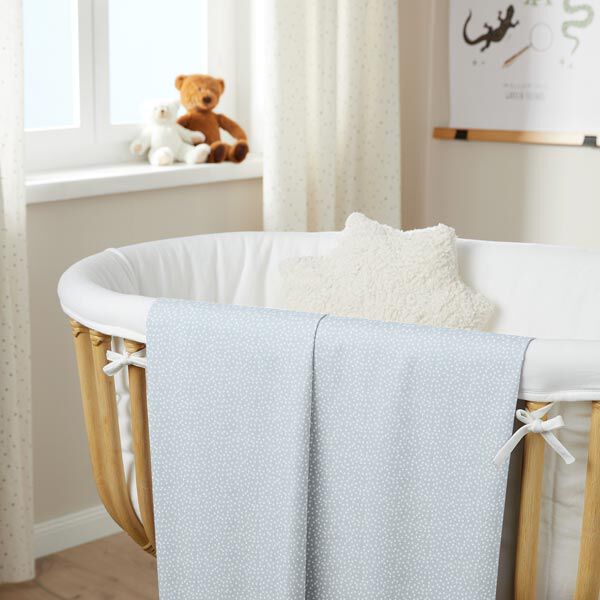 Baumwollstoff Cretonne unregelmäßige Punkte – babyblau | Reststück 50cm