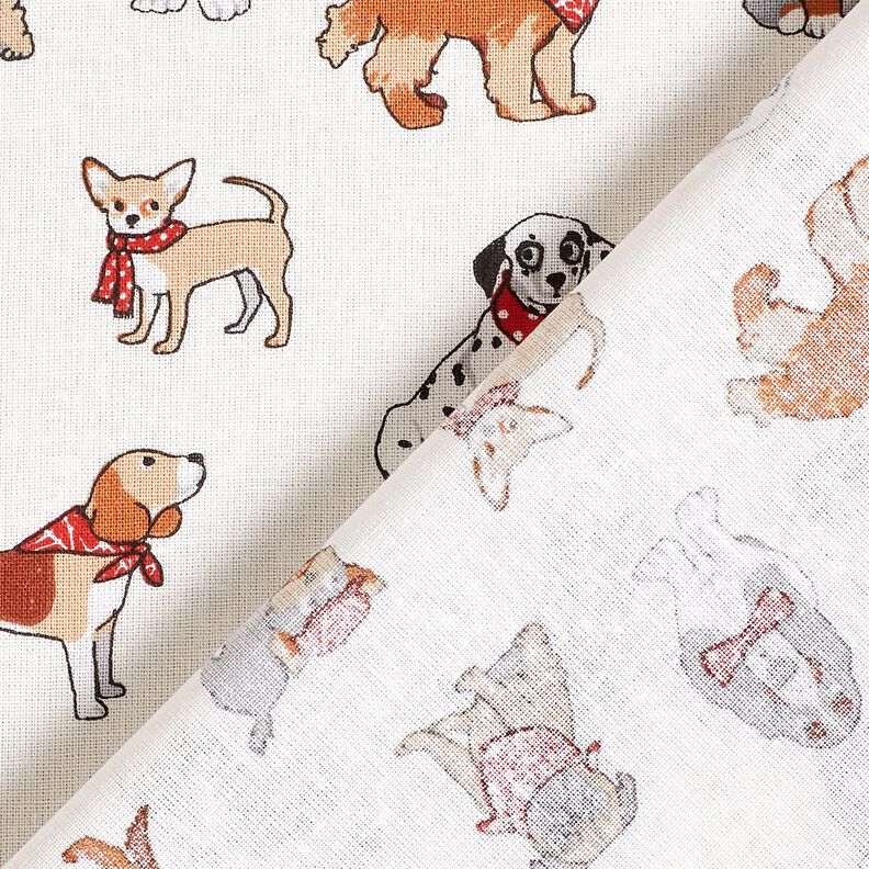 Baumwollstoff Cretonne verspielte Hunde – mittelbraun/elfenbein,  image number 4