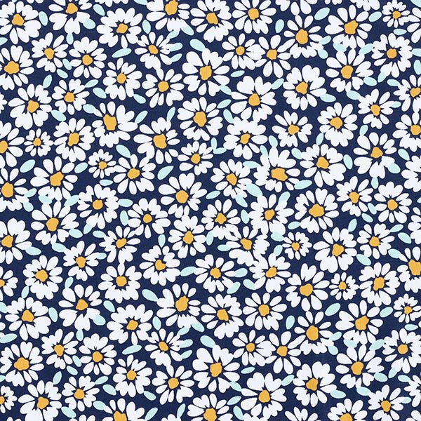 Beschichtete Baumwolle Gänseblümchen – nachtblau/weiss