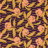 Dekostoff Halbpanama kunterbunte Blumen – aubergine/hellorange,  thumbnail number 1