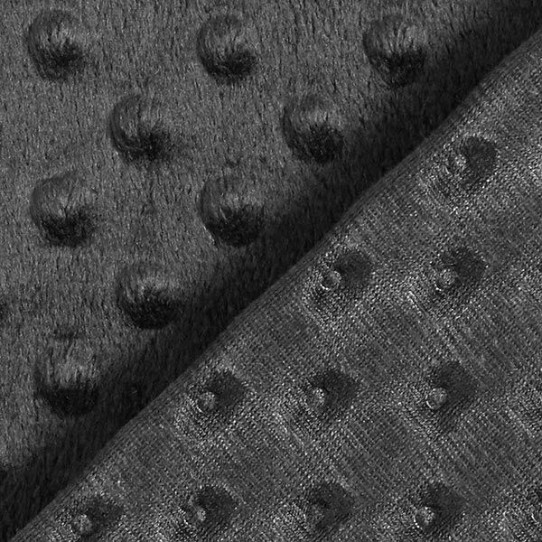 Kuschelfleece geprägte Punkte – schwarz | Reststück 50cm