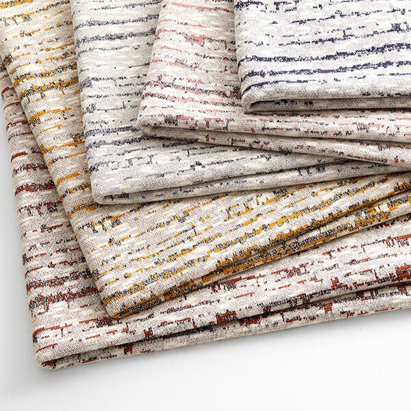 Strickjacquard Glitzer Querlinien – wollweiss/nachtblau | Reststück 100cm