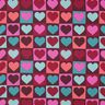Baumwollpopeline Karo-Herzen | Poppy Fabrics – burgunder,  thumbnail number 1