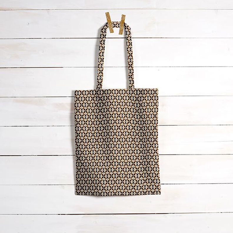 Baumwollstoff Cretonne Blumen-Kacheln – schwarz/helltaupe, image number 8