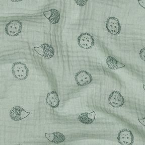 Musselin/ Doppel-Krinkel Gewebe Igel | Poppy Fabrics – hellmint/dunkelgrün, 