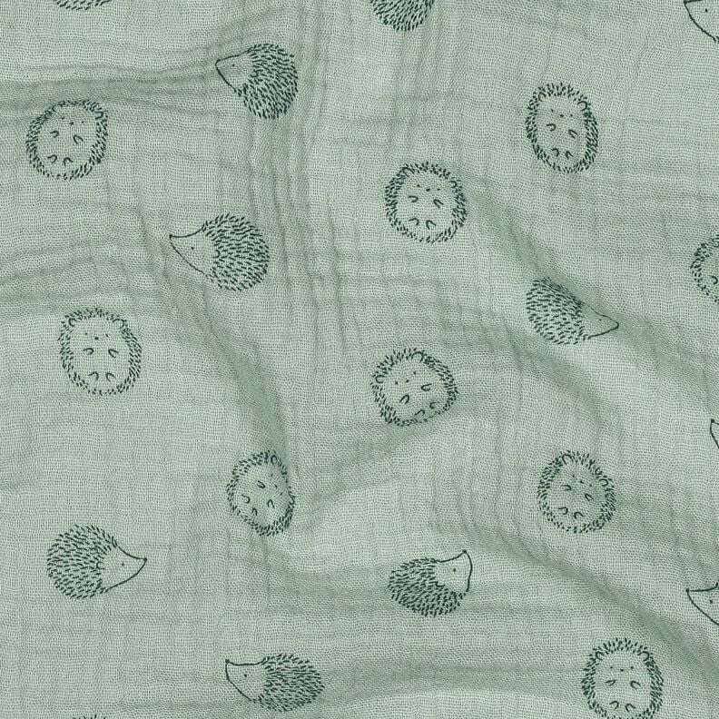 Musselin/ Doppel-Krinkel Gewebe Igel | Poppy Fabrics – hellmint/dunkelgrün, image number 2