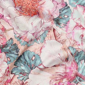 Baumwollsatin Japanese Anamone | Nerida Hansen – pastellviolett/aquablau, 