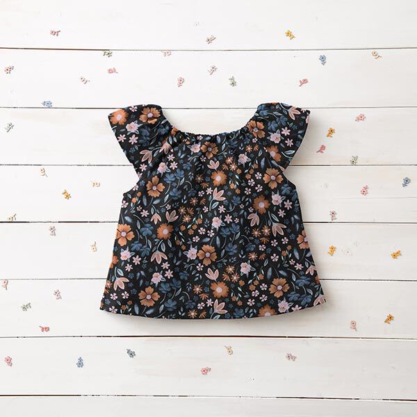Babycord romantische Blumenwiese Digitaldruck – schwarz, image number 5