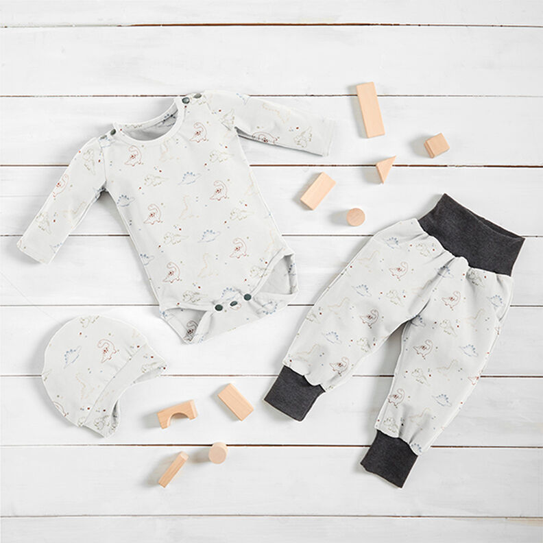 Baumwolljersey Baby-Dinos – wollweiss,  image number 6