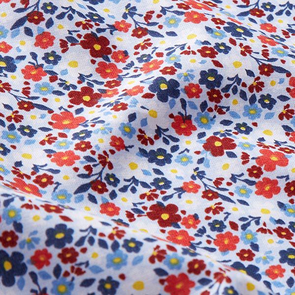 Baumwollpopeline kleine Blümchen – babyblau | Reststück 50cm