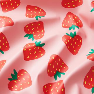 Regenjackenstoff Herz-Erdbeeren – hellrosa, 