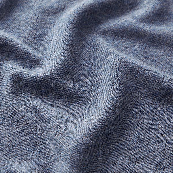 Feinstrickjersey mit Lochmuster Melange – jeansblau