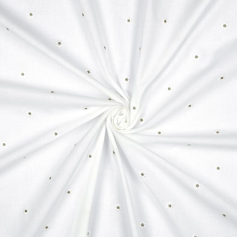 Baumwoll Voile Blumenstickerei & Lurex &ndash; weiss,  image number 3
