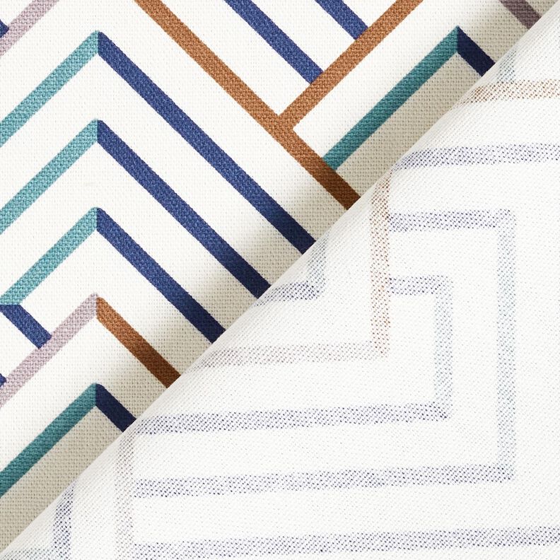 Dekostoff Halbpanama moderne Rauten – weiss/blau, image number 4