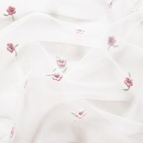 Softmesh gestickte Blümchen – weiss/rosé, 