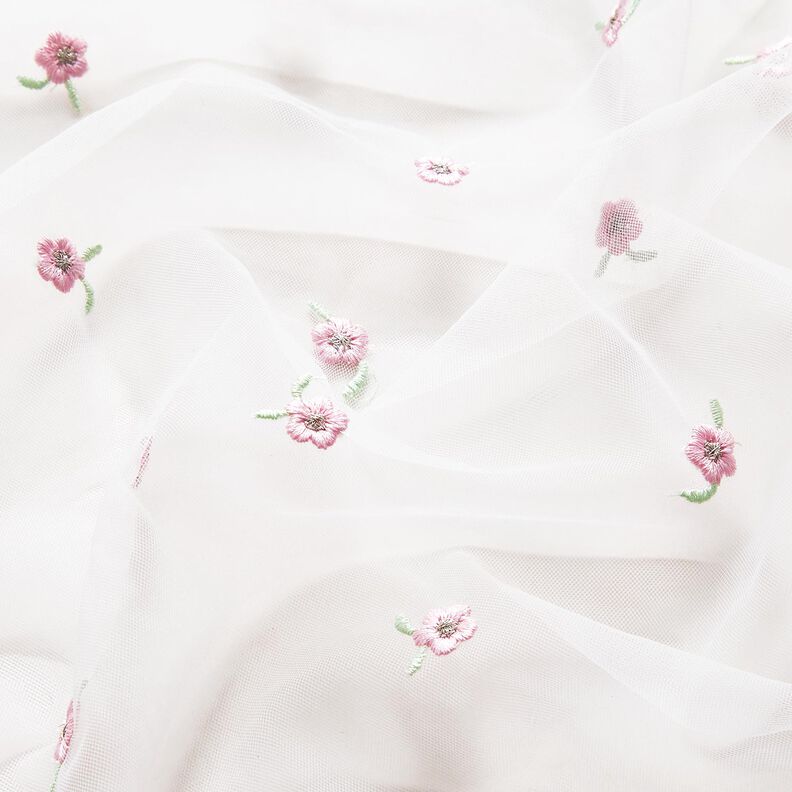 Softmesh gestickte Blümchen – weiss/rosé, image number 3