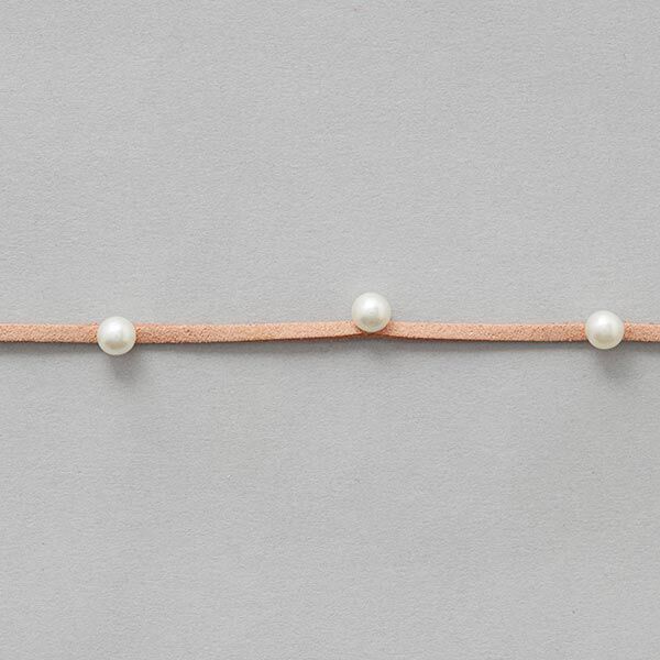 Kunstlederband mit Perlen [ 3 mm ] – rosé,  image number 2