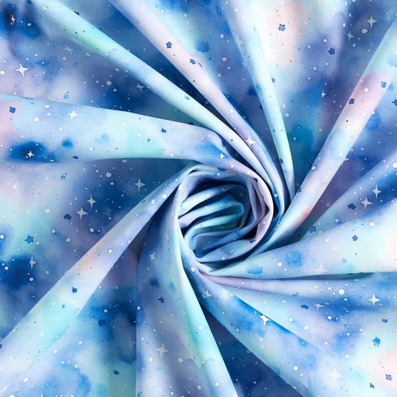 Regenjackenstoff Aquarell-Sternenhimmel Digitaldruck – eisblau/blaulila,  image number 4