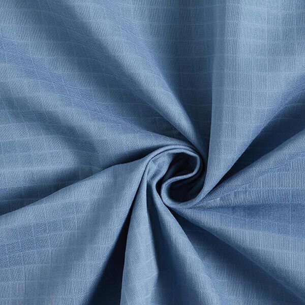 Musselin/ Doppel-Krinkel Gewebe Kästchen Doubleface – stahlblau