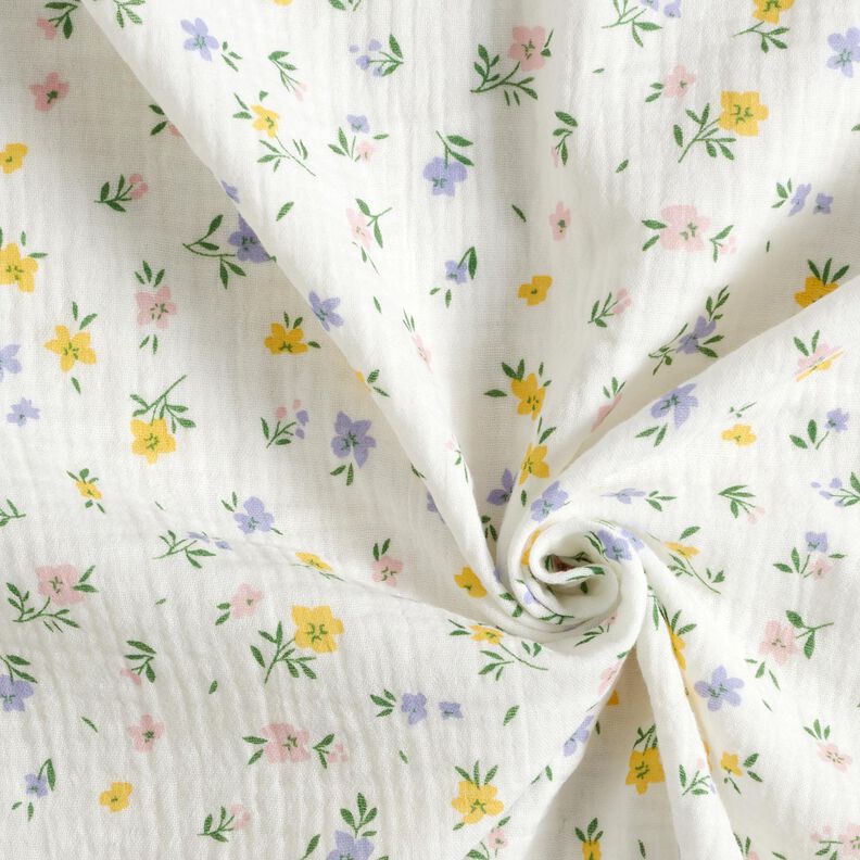Musselin/ Doppel-Krinkel Gewebe kleine Blümchen | Poppy Fabrics – elfenbein,  image number 3