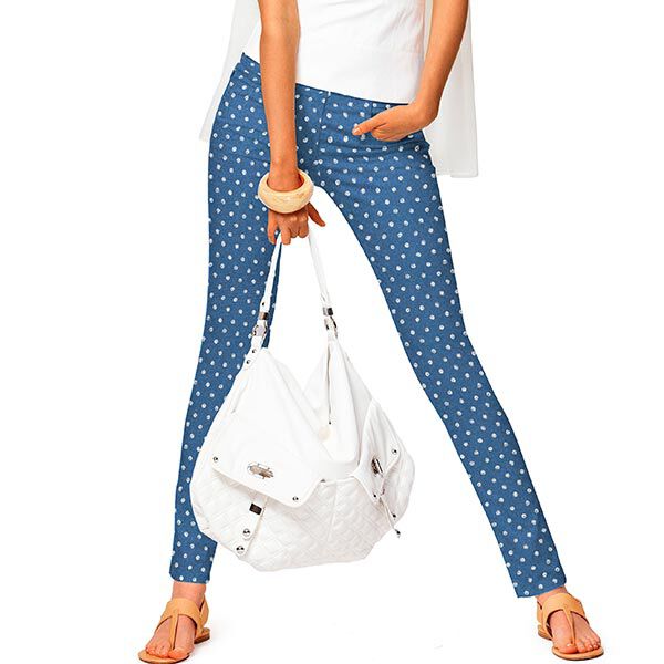 Stretch Jeans Punkte – jeansblau, image number 5