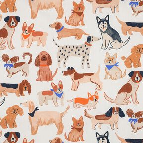 Baumwollpopeline Hunde Digitaldruck | Poppy Fabrics – wollweiss, 