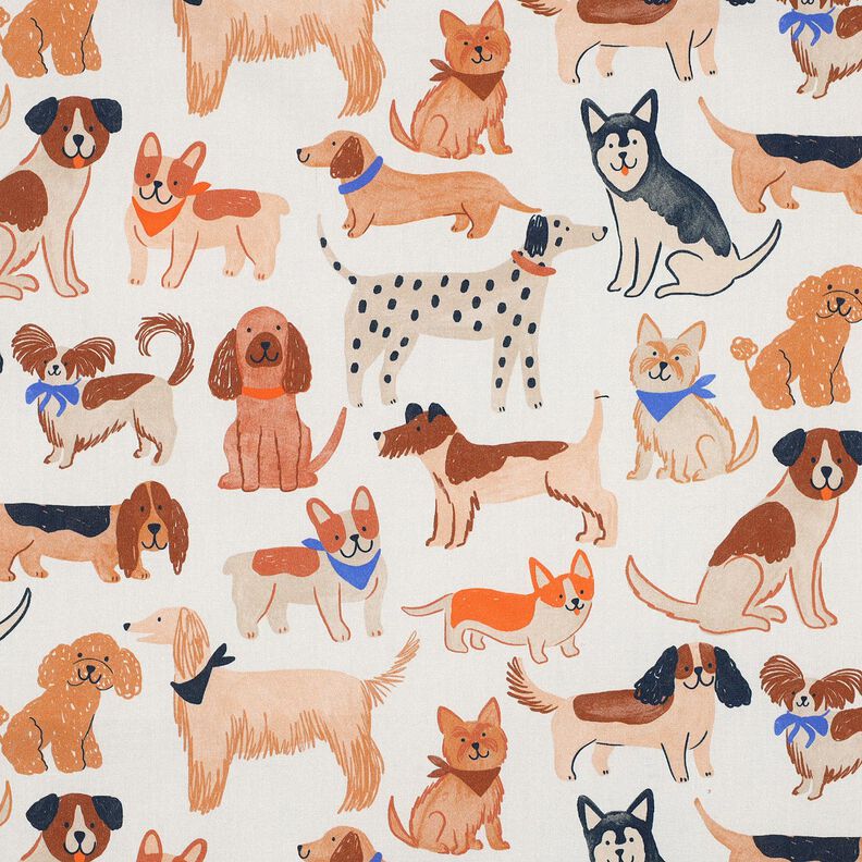 Baumwollpopeline Hunde Digitaldruck | Poppy Fabrics – wollweiss, image number 1