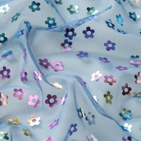 Softmesh Glitzerblümchen – jeansblau, 