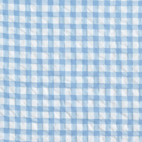 Seersucker großes Vichykaro – weiss/hellblau, 