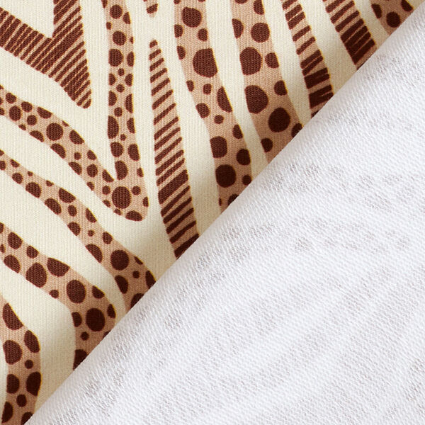 GOTS French Terry Sommersweat Zebra | Tula – hellbeige/dunkelbraun,  image number 4