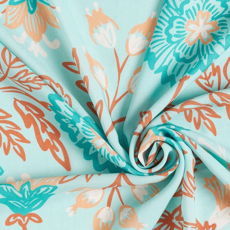 Viskose Voile Blumen Tiffany – helltürkis, image number 3