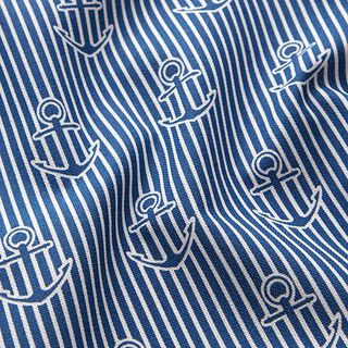 Dekostoff Halbpanama Anker – ozeanblau/weiss, 